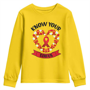 Know Your Status Red Ribbon HIV AIDS Awareness Support Month Gift Youth Sweatshirt TS12 Daisy Print Your Wear
