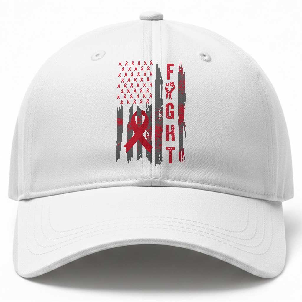 Fight For A Cure HIV AIDS Awareness Baseball Cap Patriotic Red Ribbon Gift TS12 Print Your Wear