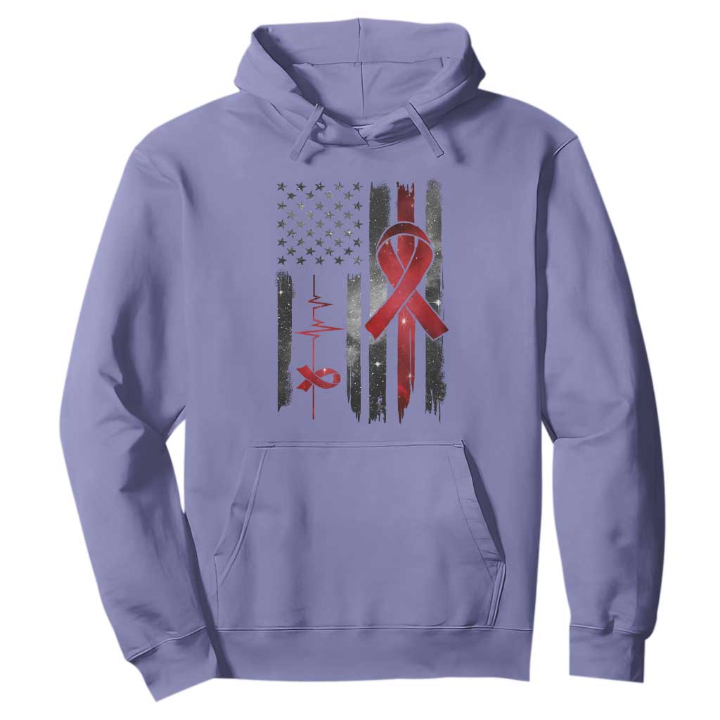 World AIDS Day Hoodie American Flag Red Ribbon Gift TS12 Violet Print Your Wear