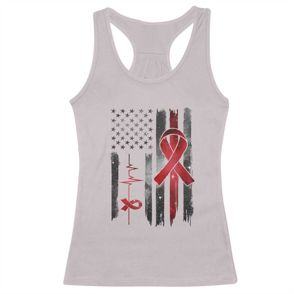 World AIDS Day Racerback Tank Top American Flag Red Ribbon Gift TS12 Ice Gray Print Your Wear