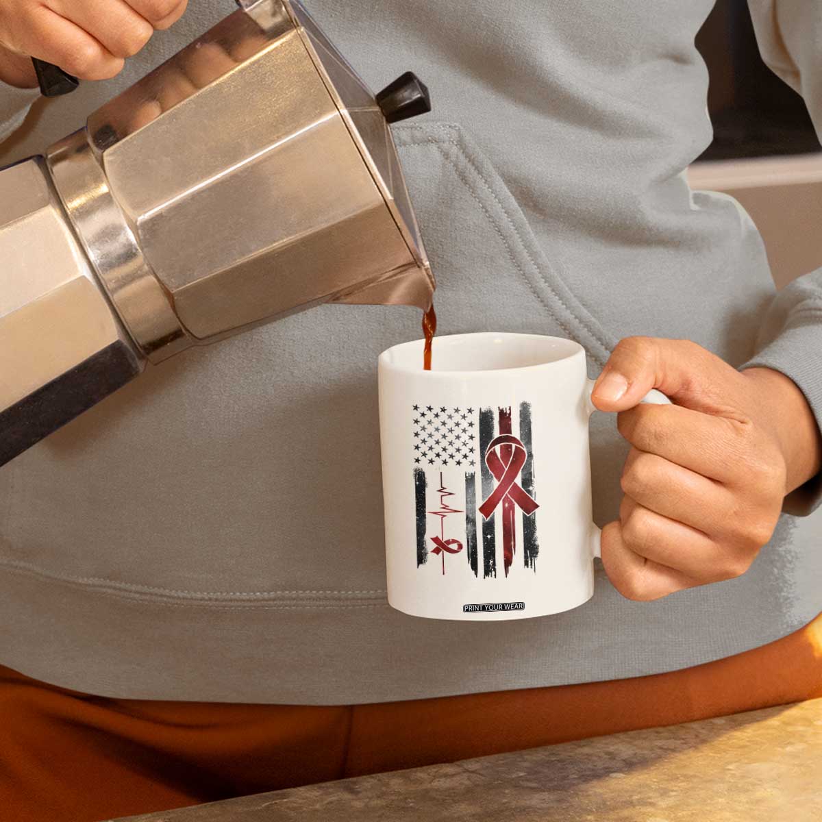 World AIDS Day Coffee Mug American Flag Red Ribbon Gift TS12 Print Your Wear