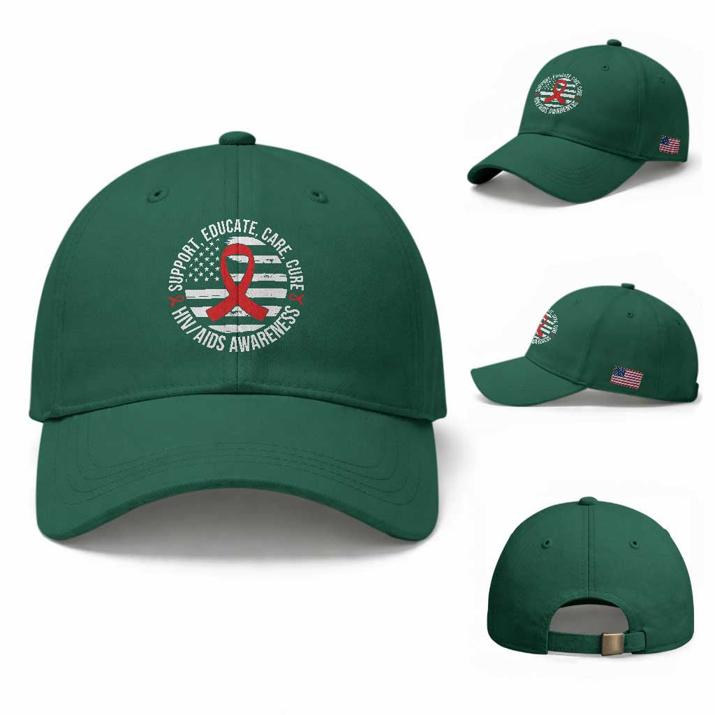 Support Educate Care Cure HIV Awareness Month Gift Baseball Cap TS12 Baseball Cap Universal Fit Irish Green Print Your Wear