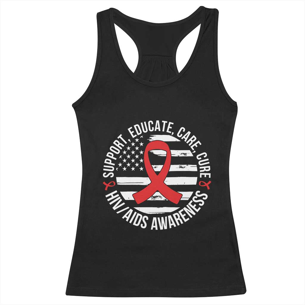 Support Educate Care Cure HIV Awareness Month Gift Racerback Tank Top TS12 Black Print Your Wear