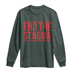 HIV Awareness End The Stigma Long Sleeve Shirt Support Empowerment Gift TS12 Dark Forest Green Print Your Wear