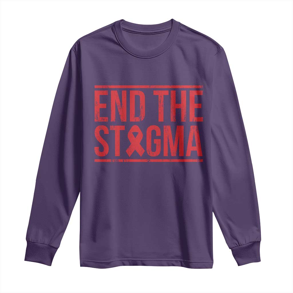 HIV Awareness End The Stigma Long Sleeve Shirt Support Empowerment Gift TS12 Purple Print Your Wear
