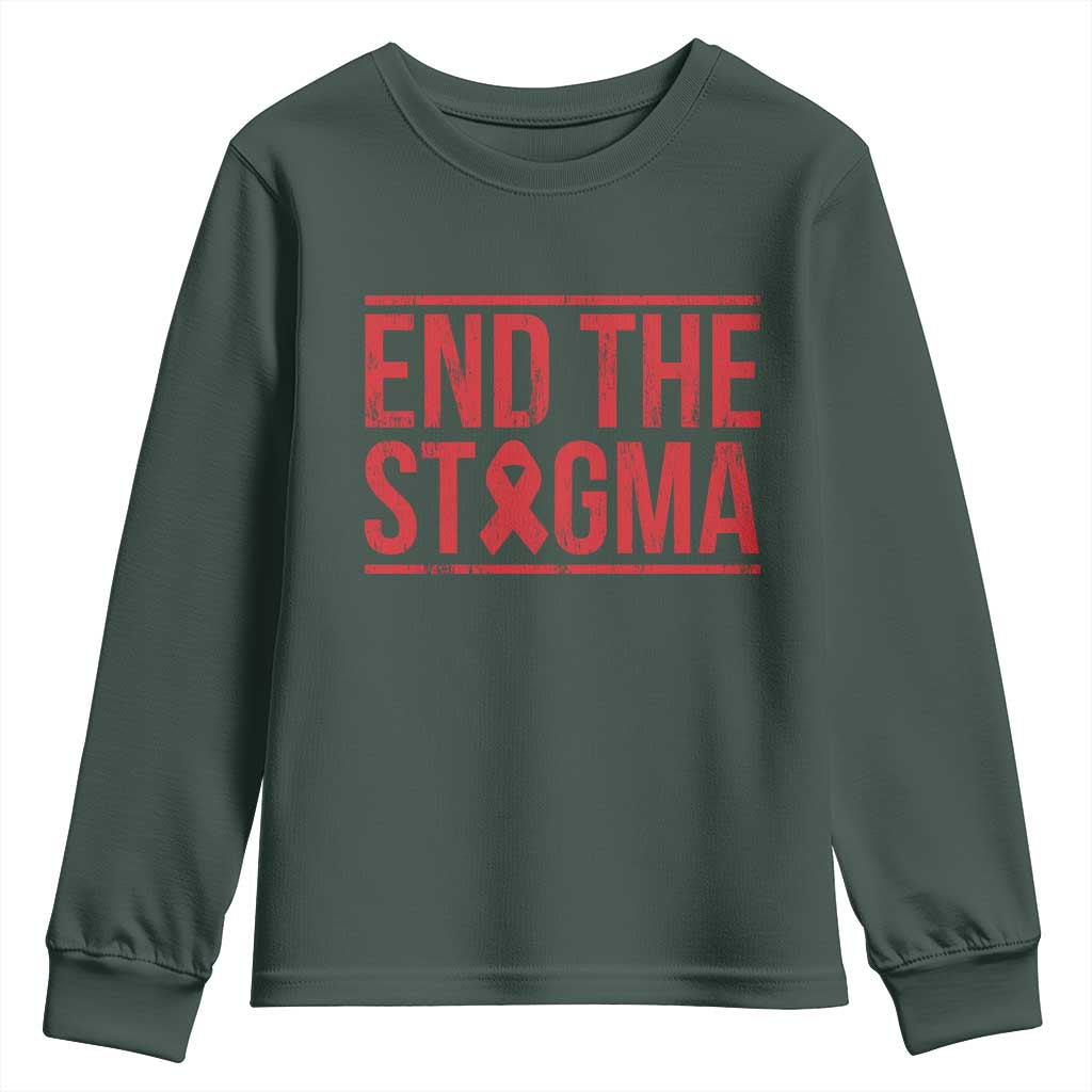 HIV Awareness End The Stigma Youth Sweatshirt Support Empowerment Gift TS12 Dark Forest Green Print Your Wear