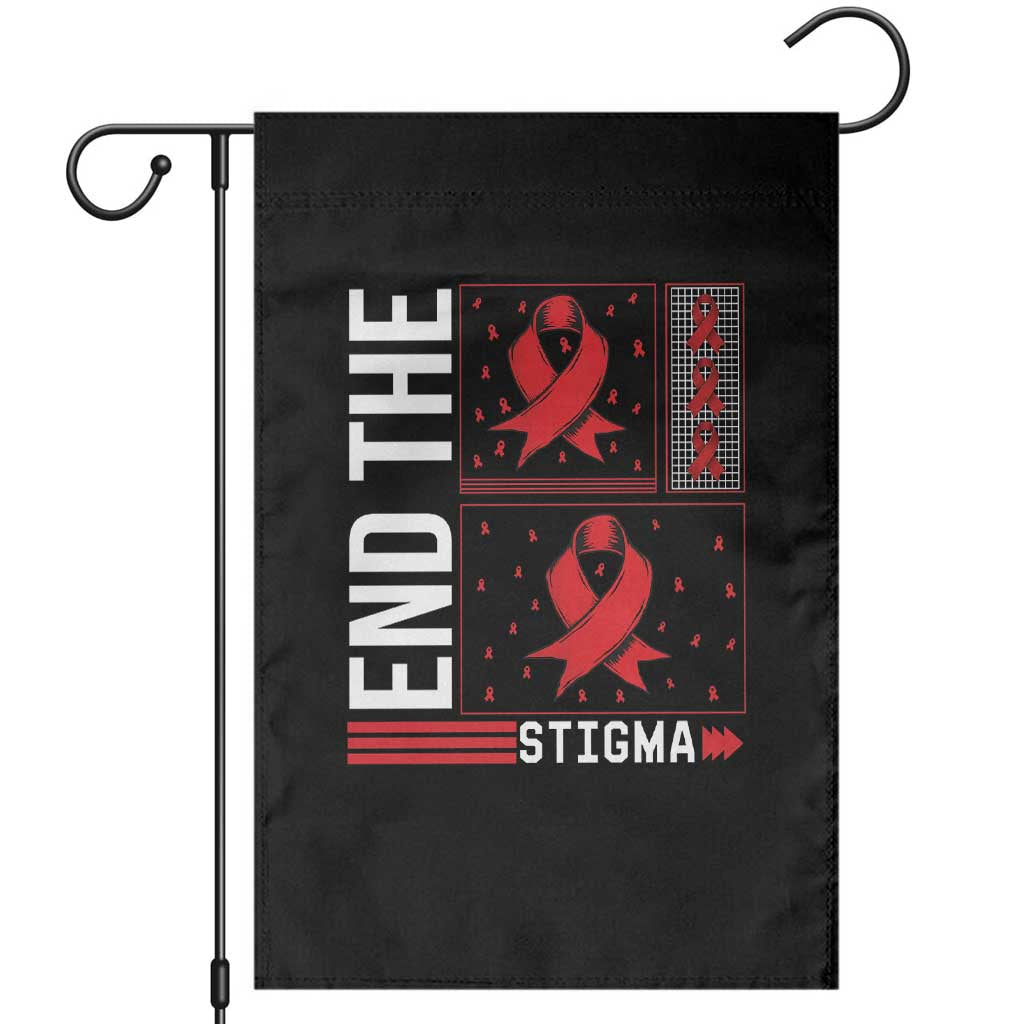 End The Stigma HIV Awareness Garden Flag Red Ribbon Gift TS12 Black Print Your Wear