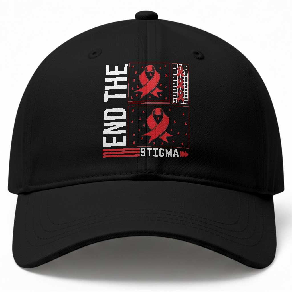 End The Stigma HIV Awareness Baseball Cap Red Ribbon Gift TS12 Print Your Wear
