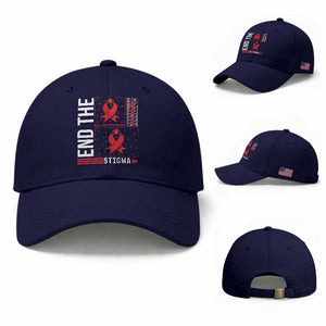 End The Stigma HIV Awareness Baseball Cap Red Ribbon Gift TS12 Baseball Cap Universal Fit Dark Blue Print Your Wear