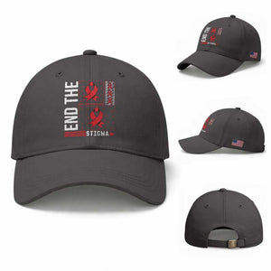 End The Stigma HIV Awareness Baseball Cap Red Ribbon Gift TS12 Baseball Cap Universal Fit Dark Gray Print Your Wear