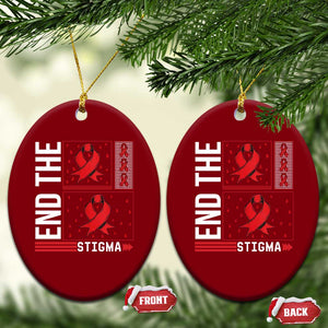 End The Stigma HIV Awareness Ceramic Ornament Red Ribbon Gift TS12 Print Your Wear