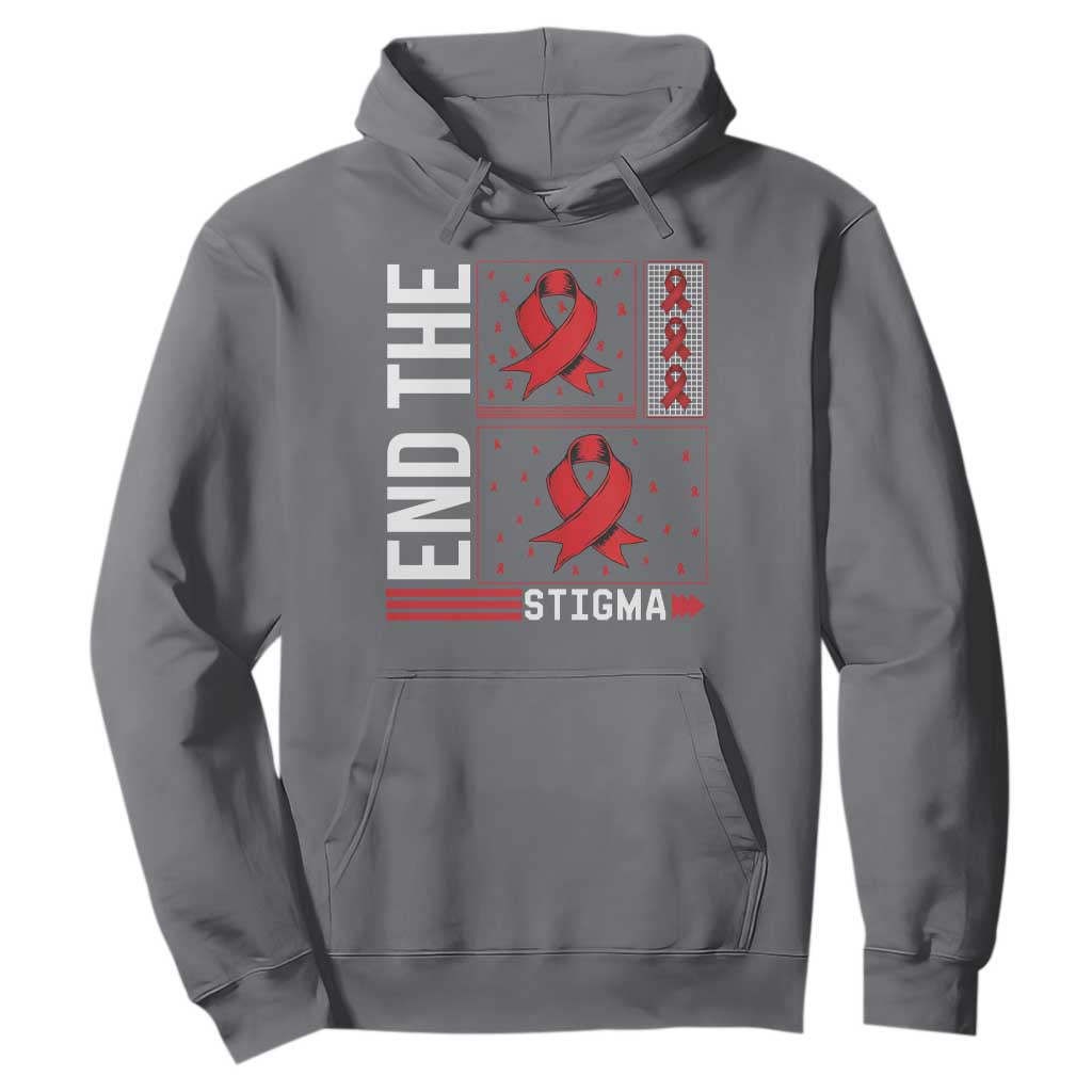 End The Stigma HIV Awareness Hoodie Red Ribbon Gift TS12 Charcoal Print Your Wear