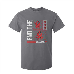 End The Stigma HIV Awareness T Shirt For Kid Red Ribbon Gift TS12 Charcoal Print Your Wear