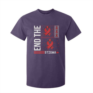 End The Stigma HIV Awareness T Shirt For Kid Red Ribbon Gift TS12 Purple Print Your Wear