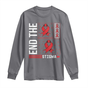 End The Stigma HIV Awareness Long Sleeve Shirt Red Ribbon Gift TS12 Charcoal Print Your Wear