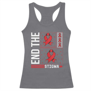 End The Stigma HIV Awareness Racerback Tank Top Red Ribbon Gift TS12 Charcoal Print Your Wear