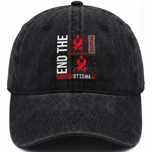 End The Stigma HIV Awareness Washed Cotton Baseball Cap Red Ribbon Gift TS12 Print Your Wear