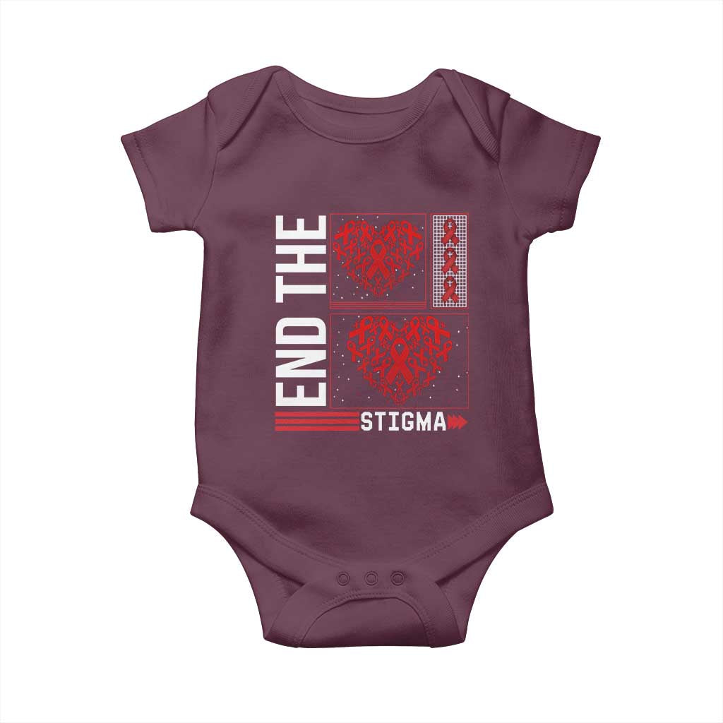 HIV Awareness End The Stigma Baby Onesie World AIDS Day Gift TS12 Maroon Print Your Wear