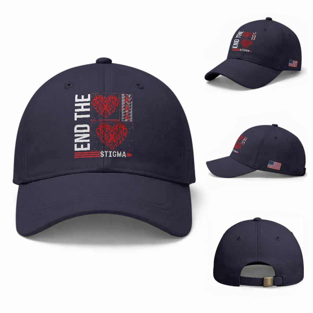 HIV Awareness End The Stigma Baseball Cap World AIDS Day Gift TS12 Baseball Cap Universal Fit Navy Print Your Wear
