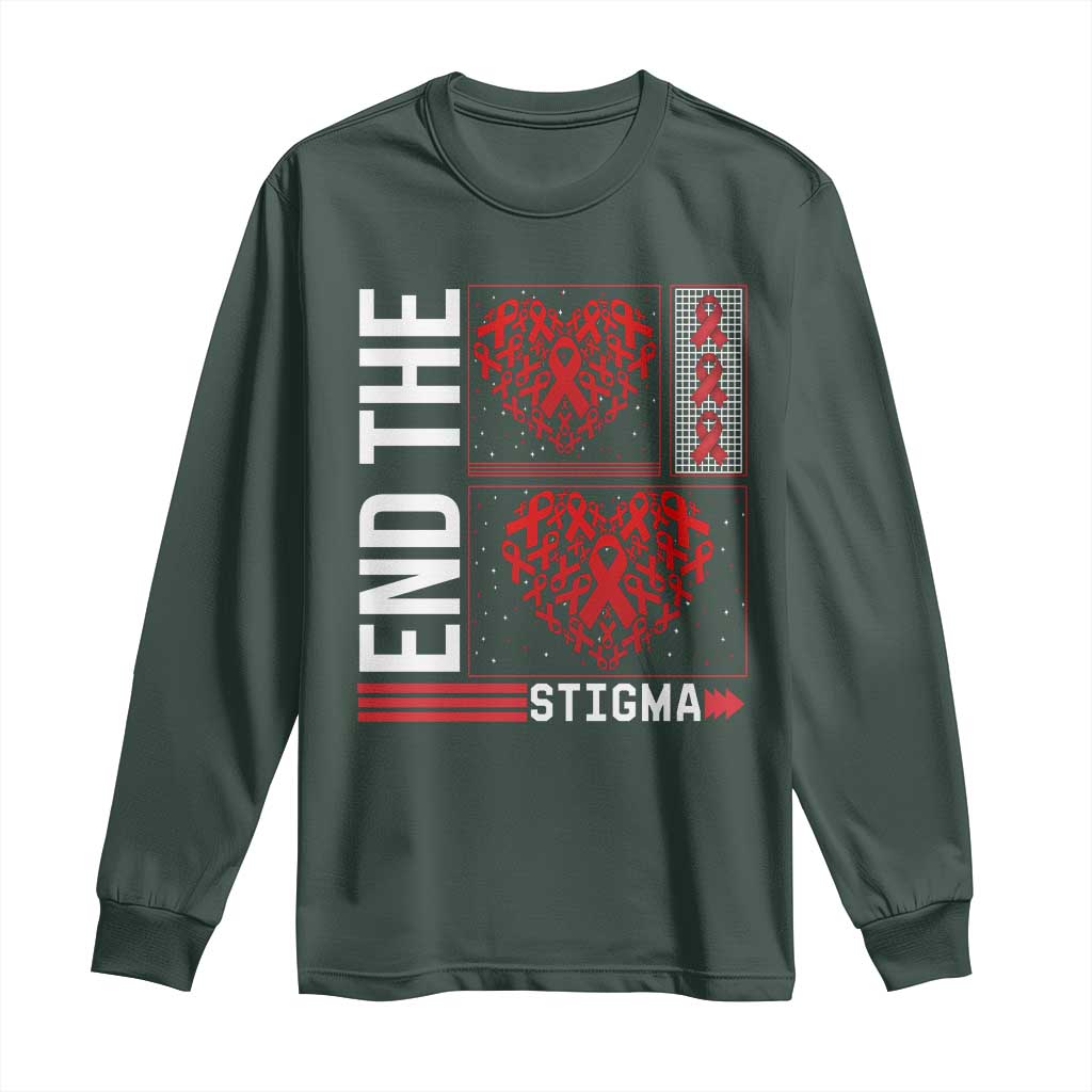 HIV Awareness End The Stigma Long Sleeve Shirt World AIDS Day Gift TS12 Dark Forest Green Print Your Wear