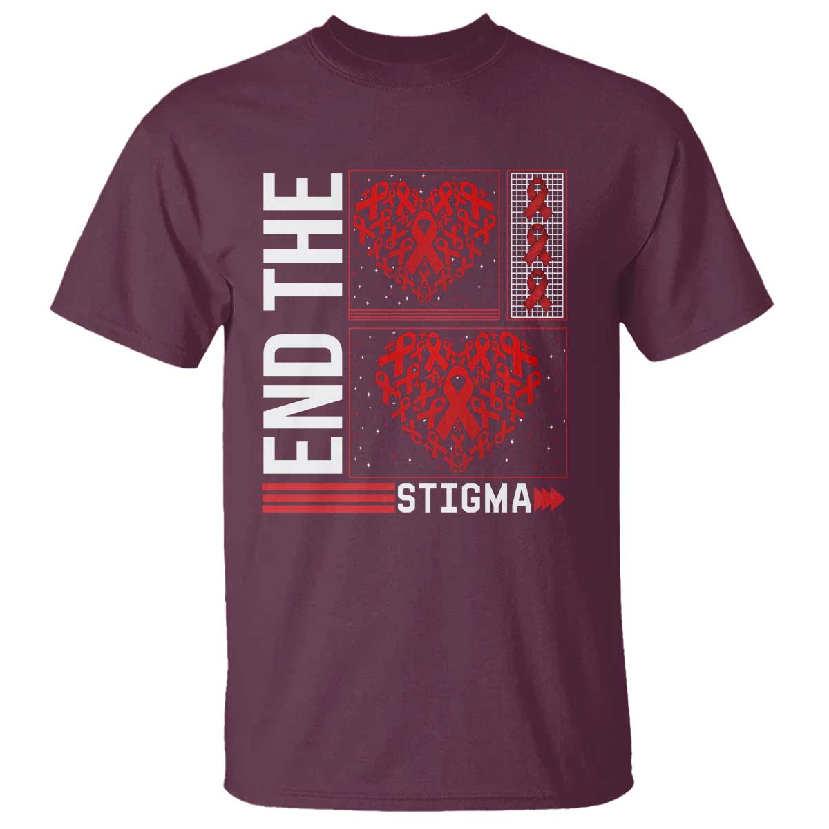 HIV Awareness End The Stigma T Shirt World AIDS Day Gift TS12 Maroon Print Your Wear