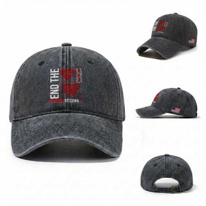 HIV Awareness End The Stigma Washed Cotton Baseball Cap World AIDS Day Gift TS12 Washed Cap Universal Fit Dark Gray Print Your Wear
