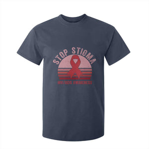 Stop The Stigma HIV Awareness T Shirt For Kid World AIDS Day Gift TS12 Navy Print Your Wear