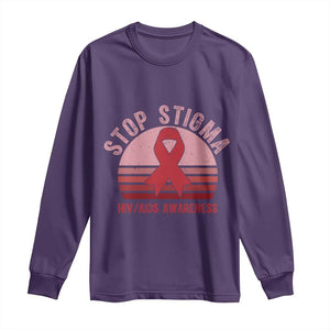 Stop The Stigma HIV Awareness Long Sleeve Shirt World AIDS Day Gift TS12 Purple Print Your Wear