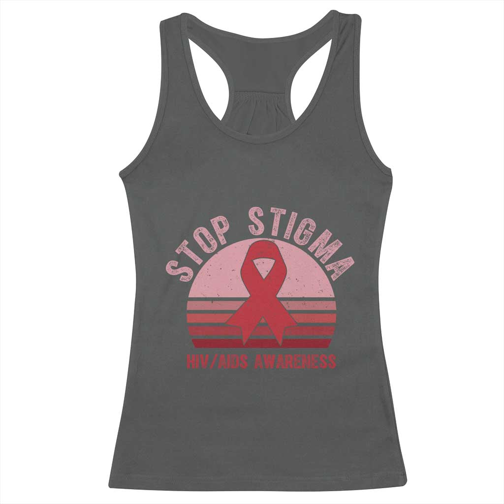 Stop The Stigma HIV Awareness Racerback Tank Top World AIDS Day Gift TS12 Dark Heather Print Your Wear