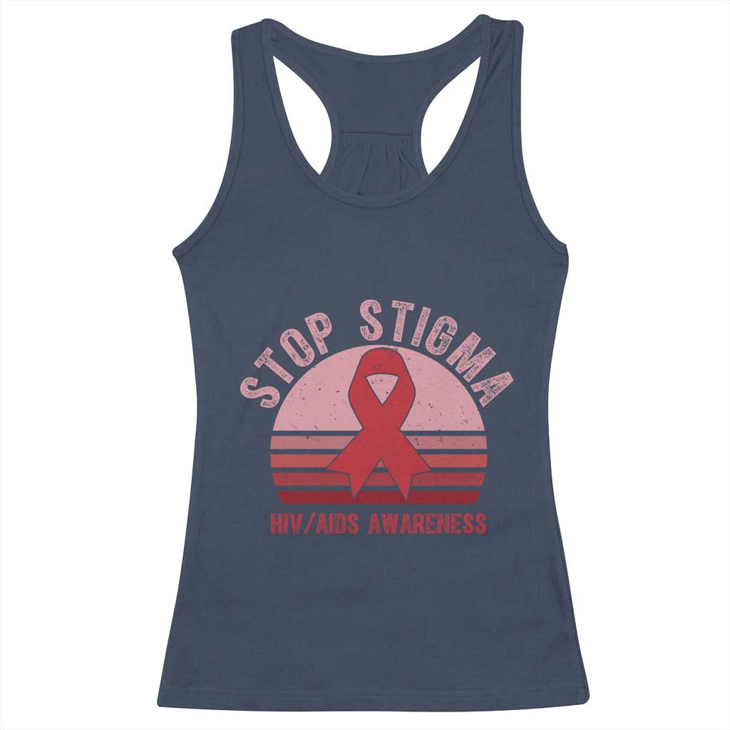 Stop The Stigma HIV Awareness Racerback Tank Top World AIDS Day Gift TS12 Navy Print Your Wear