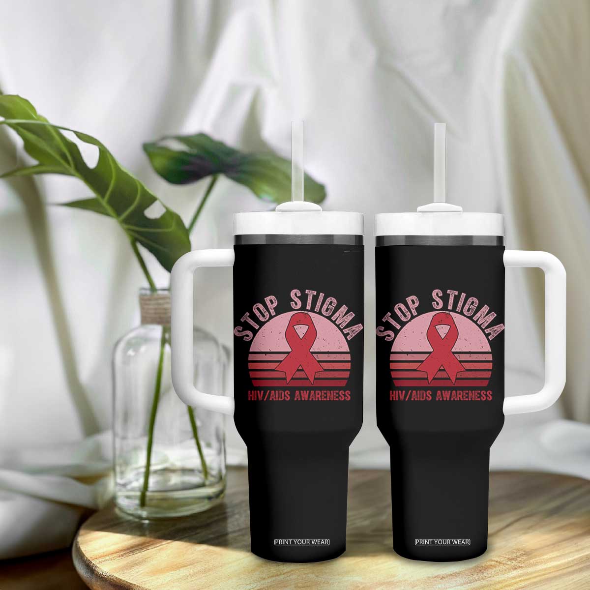 Stop The Stigma HIV Awareness Tumbler With Handle World AIDS Day Gift TS12 Print Your Wear