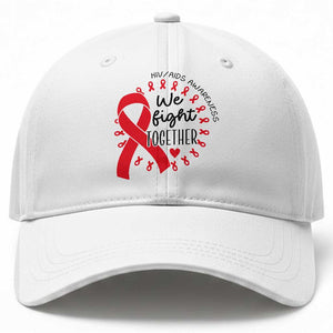 HIV Awareness Red Ribbon Support Gift Baseball Cap We Fight Together TS12 Print Your Wear