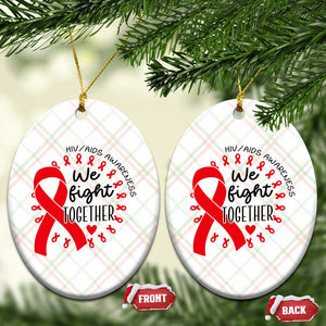 HIV Awareness Red Ribbon Support Gift Ceramic Ornament We Fight Together TS12 Print Your Wear