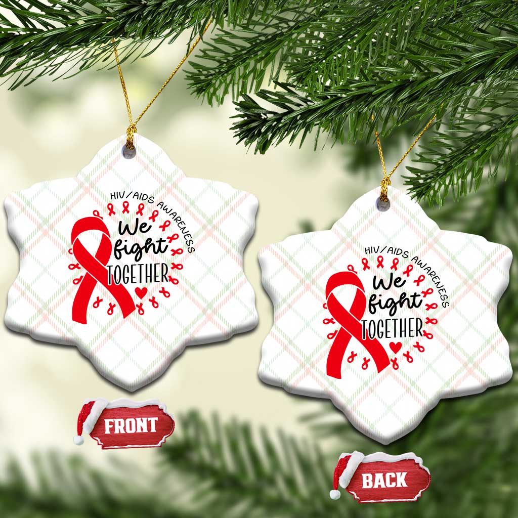 HIV Awareness Red Ribbon Support Gift Ceramic Ornament We Fight Together TS12 Print Your Wear