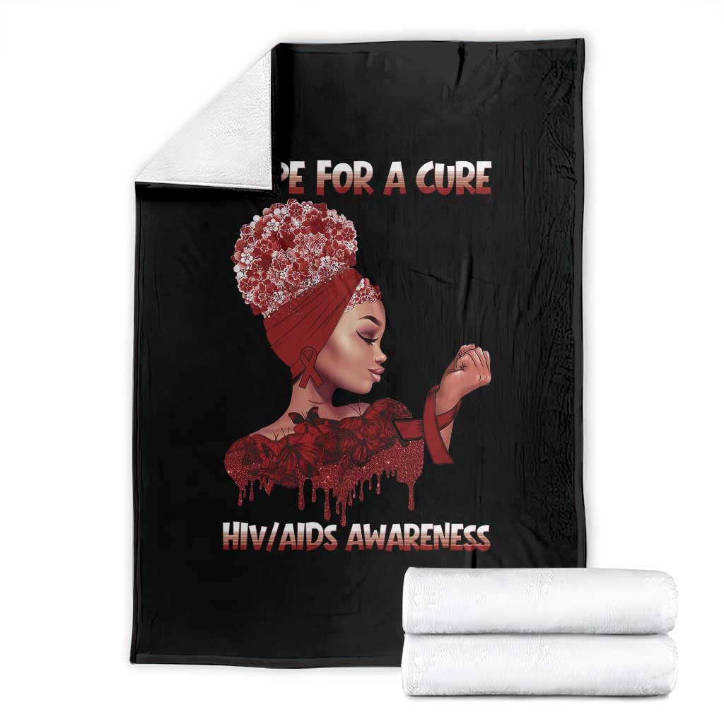 Hope For A Cure HIV Awareness Throw Blanket Support Squad Gift TS12 Black Print Your Wear