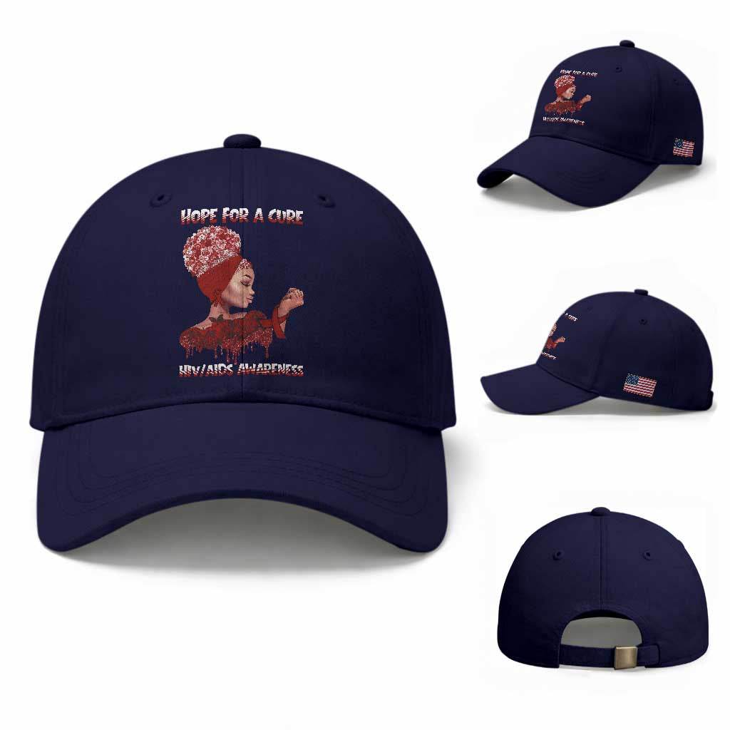 Hope For A Cure HIV Awareness Baseball Cap Support Squad Gift TS12 Baseball Cap Universal Fit Dark Blue Print Your Wear