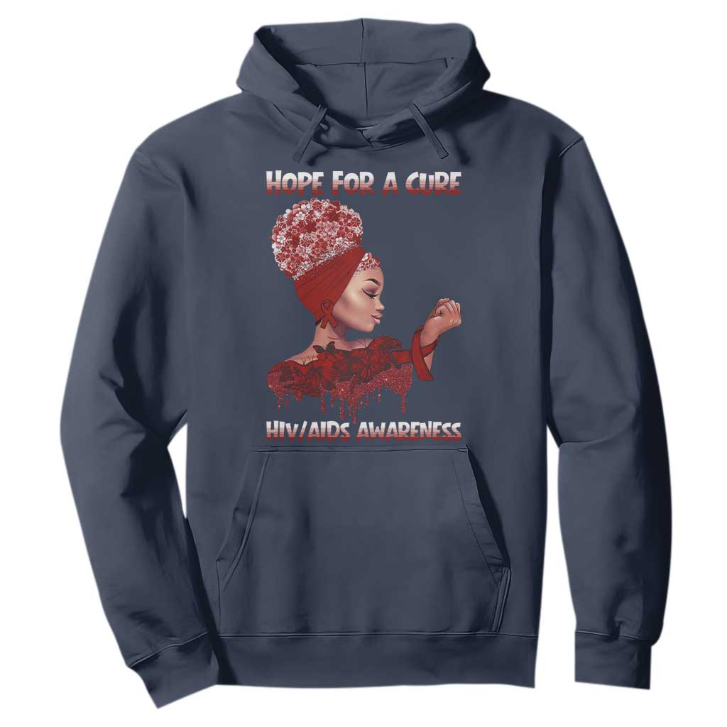 Hope For A Cure HIV Awareness Hoodie Support Squad Gift TS12 Navy Print Your Wear