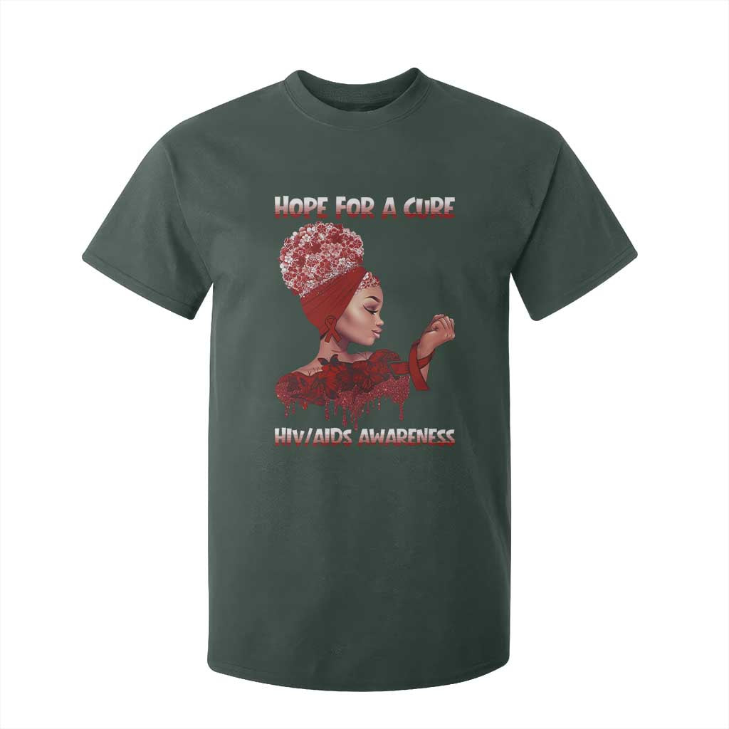 Hope For A Cure HIV Awareness T Shirt For Kid Support Squad Gift TS12 Dark Forest Green Print Your Wear