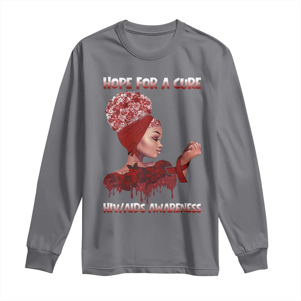 Hope For A Cure HIV Awareness Long Sleeve Shirt Support Squad Gift TS12 Charcoal Print Your Wear