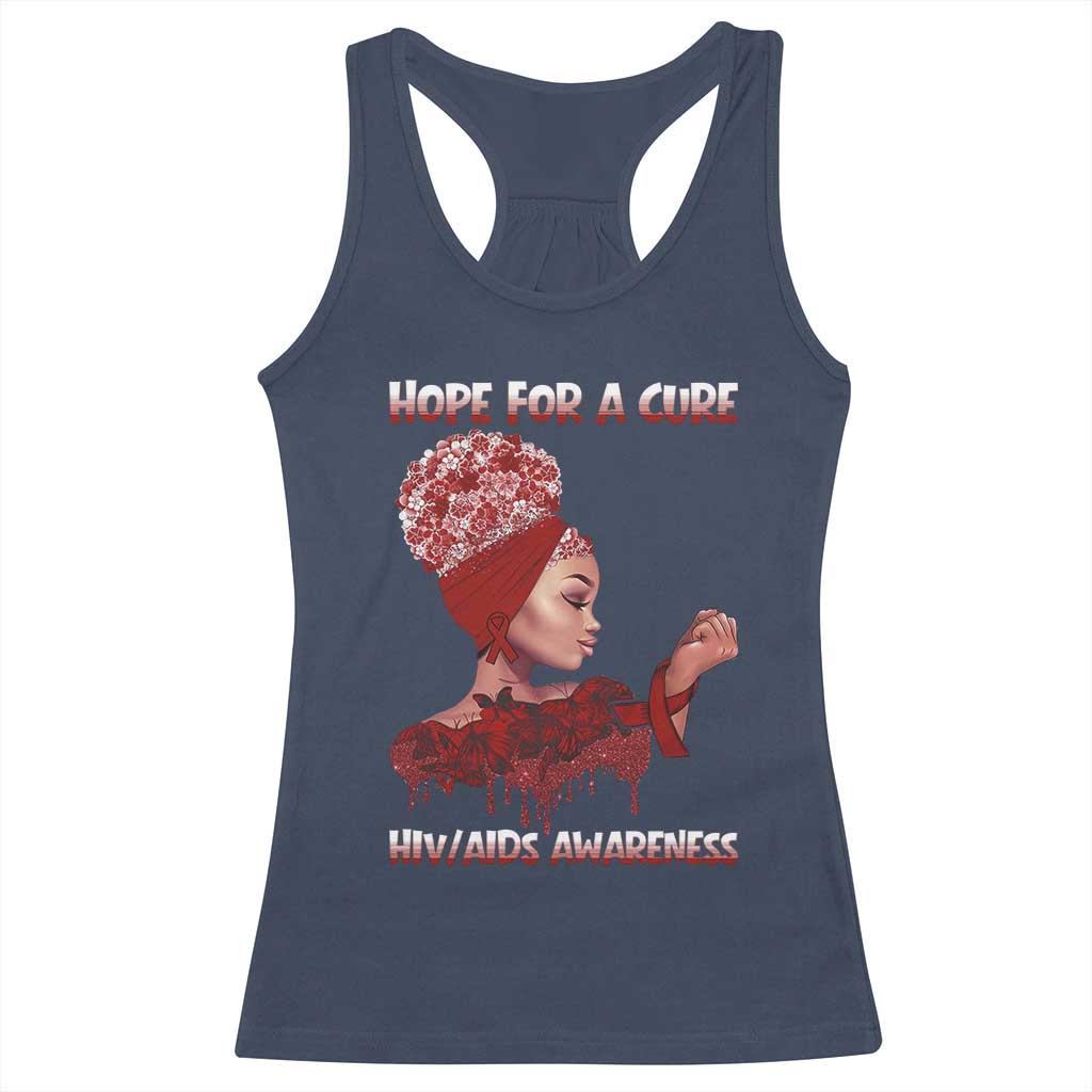 Hope For A Cure HIV Awareness Racerback Tank Top Support Squad Gift TS12 Navy Print Your Wear
