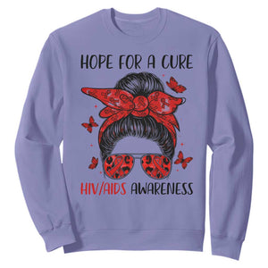 Hope For A Cure HIV Awareness Sweatshirt Strong Woman Red Ribbon Gift TS12 Violet Print Your Wear
