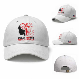 I Wear Red For World AIDS Day Baseball Cap HIV Awareness Dragonfly Support Gift TS12 Baseball Cap Universal Fit White Print Your Wear
