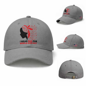 I Wear Red For World AIDS Day Baseball Cap HIV Awareness Dragonfly Support Gift TS12 Baseball Cap Universal Fit Sport Gray Print Your Wear