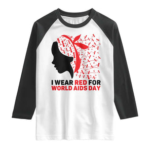 I Wear Red For World AIDS Day Raglan Shirt HIV Awareness Dragonfly Support Gift TS12 White Black Print Your Wear