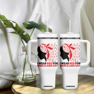 I Wear Red For World AIDS Day Tumbler With Handle HIV Awareness Dragonfly Support Gift TS12 Print Your Wear