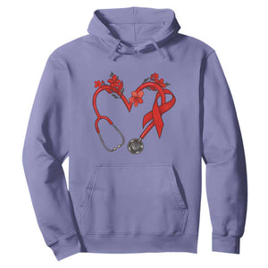 Healthcare Hero HIV Awareness Hoodie Red Ribbon Support Gift TS12 Violet Print Your Wear