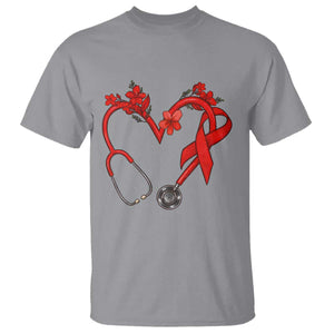 Healthcare Hero HIV Awareness T Shirt Red Ribbon Support Gift TS12 Sport Gray Print Your Wear