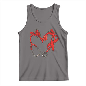 Healthcare Hero HIV Awareness Tank Top Red Ribbon Support Gift TS12 Deep Heather Print Your Wear