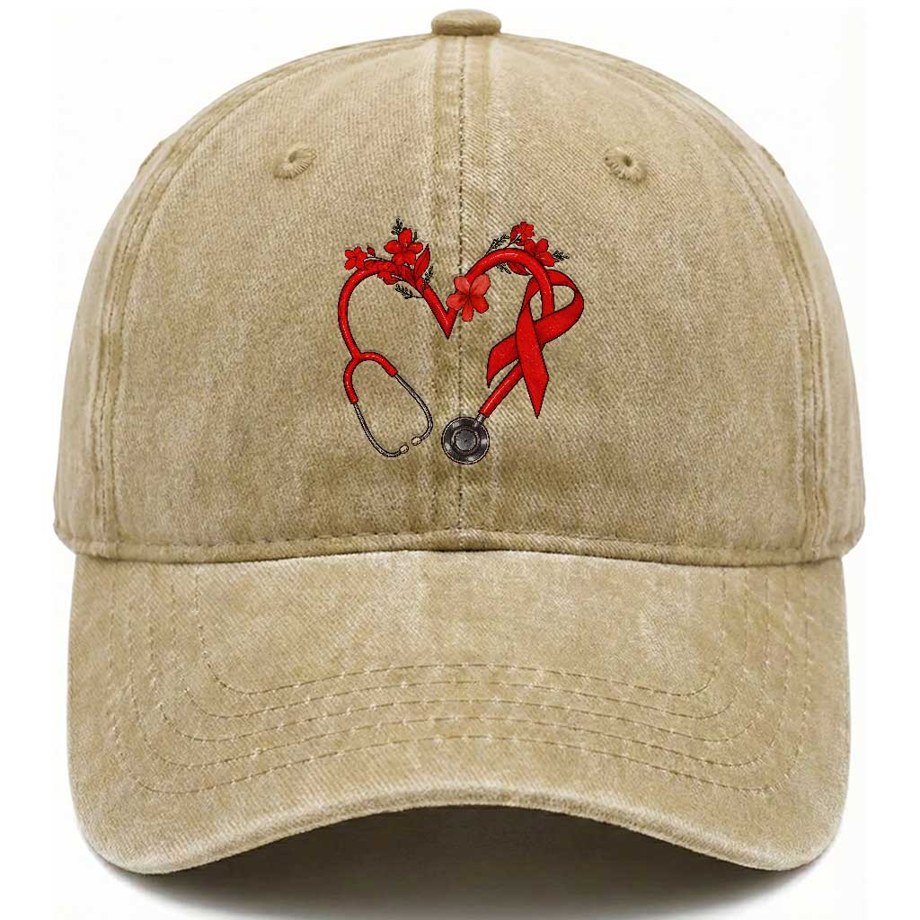 Healthcare Hero HIV Awareness Washed Cotton Baseball Cap Red Ribbon Support Gift TS12 Print Your Wear