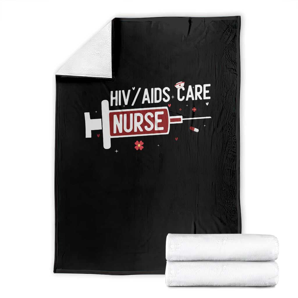 HIV AIDS Care Nurse Throw Blanket Red Ribbon Support Gift TS12 Black Print Your Wear